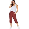 image:imageBX Active Womens Plus Size Woven Lightweight Drawstring Capri Pant Rust 3X