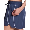 image:imageRBX Active Womens Athletic Relaxed Fit Quick Dry Stretch Woven Running Short with Inner Attached Brief and PocketsNavyWhite Piping