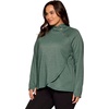 image:imageRBX Active Womens Plus Size Mock Neck Long Sleeve Fleece Pullover SweatshirtPine Green Heather