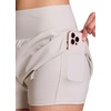 image:imageRBX Active Womens Workout Running Shorts with Attached Bike ShortGreige Mesh Yoke