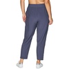 image:imageRBX Womens Plus Size Ankle Pant with Pockets Lightweight Quick Drying Woven Weekend PantsRibbed Side Smoke Blue
