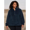 image:imageRBX Womens Plus Size Faux Fur Sherpa Sweatshirt Mock 14 Zip Sweater For Women