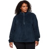 image:imageRBX Womens Plus Size Faux Fur Sherpa Sweatshirt Mock 14 Zip Sweater For Women