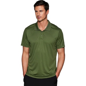 image:imageRBX Active Mens Golf Shirt Short Sleeve Quick Drying Performance Polo ShirtStriped Olive