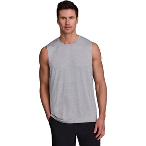 image:imageRBX Active Mens Lightweight Quick Dry Performance Sleeveless Muscle TeeStriated Grey
