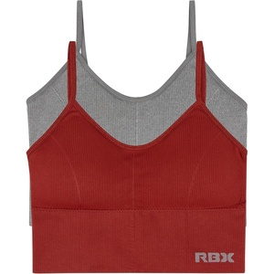 image:imageRBX Active Womens Bralette Multipack Everyday Low Impact Yoga Lounge Bra 2PackCorset Ribbed GreyRed