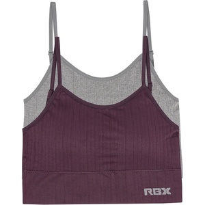image:imageRBX Active Womens Bralette Multipack Everyday Low Impact Yoga Lounge Bra 2PackRibbed GreyDark Purple
