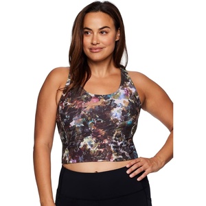 image:imageRBX Active Womens Plus Size Crop Tank Top With Shelf Bra Low Impact Sports Bra