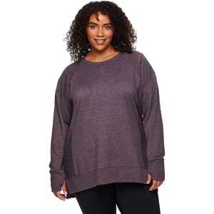 image:imageRBX Active Womens Plus Size Long Sleeve Relaxed Lightweight Pullover Sweatshirt Tunic