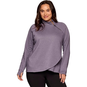 image:imageRBX Active Womens Plus Size Mock Neck Long Sleeve Fleece Pullover SweatshirtGrape