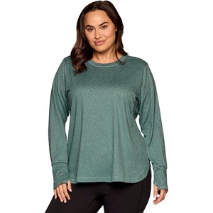 image:imageRBX Active Womens Plus Size Workout Top with Thumbholes Buttery Soft Lightweight Long Sleeve Tunic Yoga Top for WomenArctic Heather