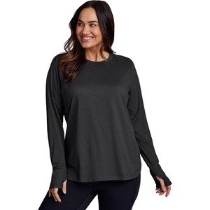 image:imageRBX Active Womens Plus Size Workout Top with Thumbholes Buttery Soft Lightweight Long Sleeve Tunic Yoga Top for WomenF22 Blackgrey Heather