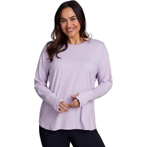 image:imageRBX Active Womens Plus Size Workout Top with Thumbholes Buttery Soft Lightweight Long Sleeve Tunic Yoga Top for WomenPastel Lilac Heather