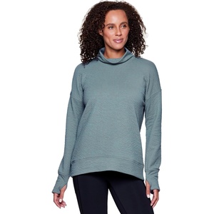 image:imageRBX Active Womens Ultra Soft Quilted Cowl Neck Pullover SweatshirtJacquard Blue Sage