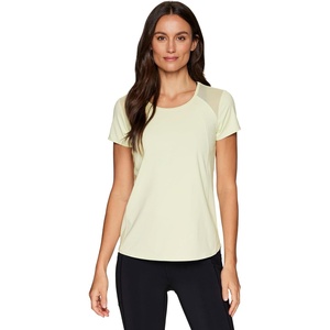 image:imageRBX Active Workout TShirt for Women Breathable Mesh Panel Gym Running Tee Stretchy Super Soft Gym Top with MeshPeached Pale Lime