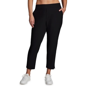 image:imageRBX Womens Plus Size Ankle Pant with Pockets Lightweight Quick Drying Woven Weekend PantsRibbed Side Black