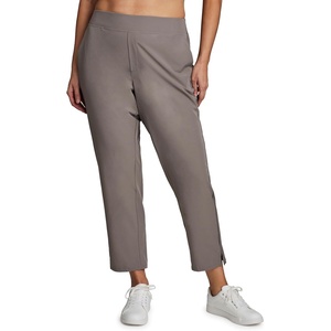 image:imageRBX Womens Plus Size Ankle Pant with Pockets Lightweight Quick Drying Woven Weekend PantsRibbed Side Driftwood