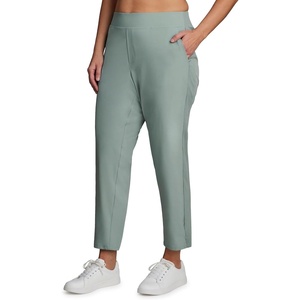 image:imageRBX Womens Plus Size Ankle Pant with Pockets Lightweight Quick Drying Woven Weekend PantsRibbed Side Sea Mist