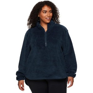 image:imageRBX Womens Plus Size Faux Fur Sherpa Sweatshirt Mock 14 Zip Sweater For Women