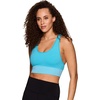 image:imageRBX Active Womens Athletic Fashion Racerback Seamless Low Impact Workout Sports BraWashed Rib Aqua