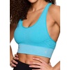 image:imageRBX Active Womens Athletic Fashion Racerback Seamless Low Impact Workout Sports BraWashed Rib Aqua