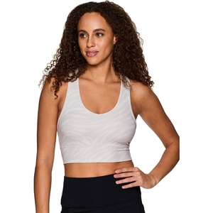 image:imageRBX Active Womens Athletic Fashion Racerback Seamless Low Impact Workout Sports BraTonal Zebra Light Sand