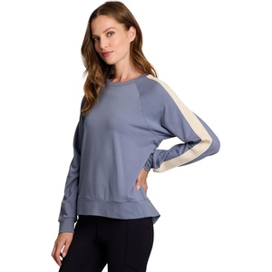 image:imageRBX Active Womens Fashion RegularCropped Length Lightweight French Terry Pullover SweatshirtBlue FlintCrochet