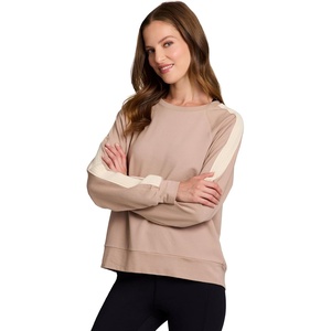 image:imageRBX Active Womens Fashion RegularCropped Length Lightweight French Terry Pullover SweatshirtVanilla BeanCrochet