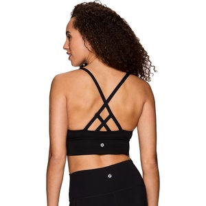 image:imageRBX Active Womens Fashion Strappy Seamless Low Impact Workout Sports BraCriss Cross Black