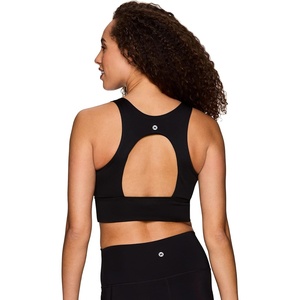 image:imageRBX Active Womens Fashion Strappy Seamless Low Impact Workout Sports BraCutout Black