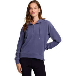 image:imageRBX Active Womens Fashion Yoga Lightweight Long Sleeve Pullover Hoodie TopRibbed Crown Blue