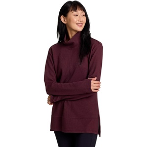 image:imageRBX Active Womens Ultra Soft Quilted Cowl Neck Pullover Sweater Lightweight Mock Neck Tunic Sweatshirt with ThumbholesDark Burgundy