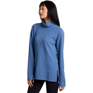 image:imageRBX Active Womens Ultra Soft Quilted Cowl Neck Pullover Sweater Lightweight Mock Neck Tunic Sweatshirt with ThumbholesRiverside Blue