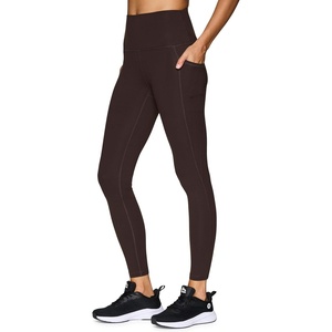 image:imageRBX Active Womens Ultra Soft Solid Workout Running Yoga Leggings with PocketsBlack Coffee